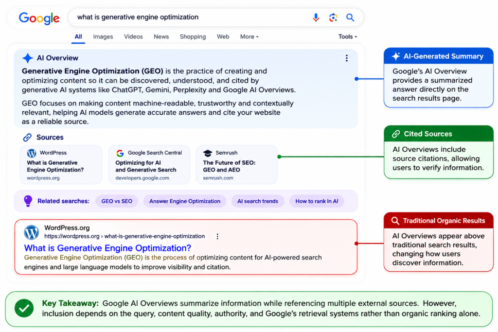 Google AI Overview with source citations