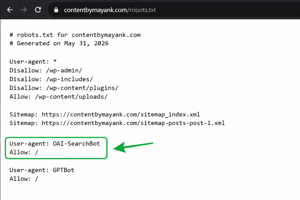 AI search visibility analytics report for ContentbyMayank